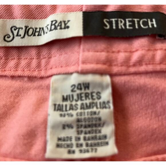 ST. JOHN’S BAY STRETCH PLUS DENIM JEANS, WOMENS, 24W, PEACH/PINK, HIGH RISE - Picture 9 of 10
